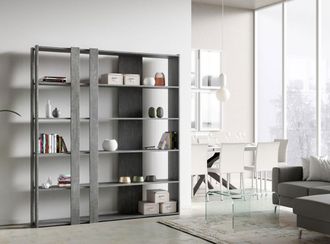 Itamoby Librer&iacute;a De Pared Gris Dise&ntilde;o Moderno 6 Estantes Casa Oficina Kato C Concrete