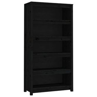Berkfield Home Book Cabinet Black 80x35x154 cm Solid Wood Pine | Size: 80 x 35 x 154 cm