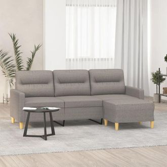 vidaXL Vidaxl - Sof&aacute; De 3 Plazas Con Taburete De Tela Gris Taupe 180 Cm