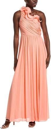 Badgley Mischka One Shoulder Ruffle Gown