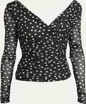 Dolce & Gabbana Polka-Dot Tulle Wrap Top