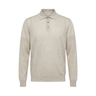 PESERICO Peserico, Polo Shirts, male, Brown, Size: 2XL Long-sleeve Polo Sweater