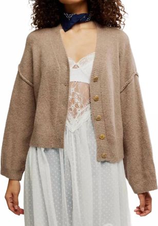 Free People Cool Of The Night Cardigan In Mocha Melange