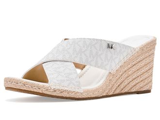 Michael Kors Kenzie Wedge Sandals Womens Wedge Shoes Optic White : 7.5 M, Leather