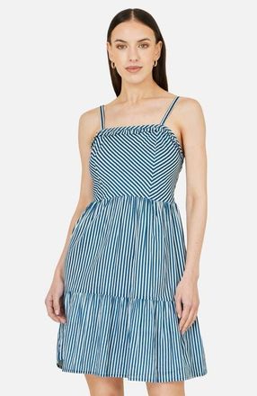 Yumi Stripe Cotton Mini Sun Dress in Blue at Nordstrom, Size 12