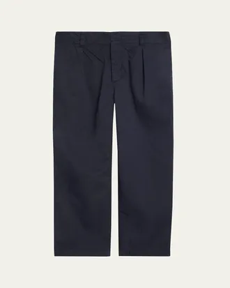 Officine G&eacute;n&eacute;rale Mens Cotton Twill Wide-Leg Pleated Trousers