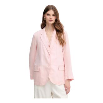 Benetton Jassen, Dames, Roze, S, Linnen, Linnen Blazer