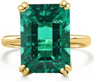 Pompeii3 Certified 6 3/4Ct Emerald Solitaire Ring 14k Gold Lab Grown