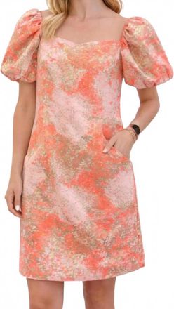 Jade Yoga Puff Sleeve Mini Party Dress In Gold Dust