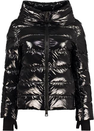Herno Shiny padded jacket - women - Feather Down/Acrylic/Polyamide/Polyamide/Polyurethane/Wool - 42 - Black