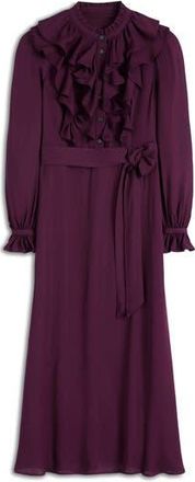 Boden Ruffle Detail Georgette Shirtdress in Dark Cherry at Nordstrom Rack, Size 4