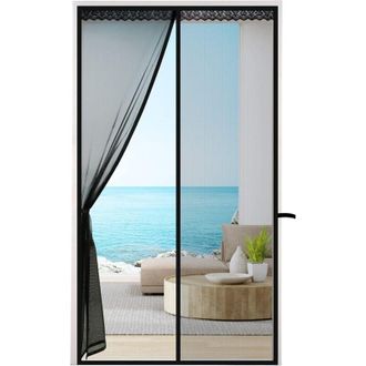Elle Puerta Con Mosquitera Magn&eacute;tica De 150x200 Cm - 38 Imanes Para Un Cierre Silencioso - F&aacute;cil Instalaci&oacute;n Sin Herramientas - Malla Negra Ultrafina