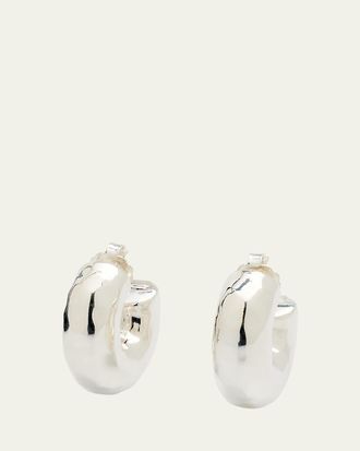 Ippolita Thick Hammered Round Hoop Earrings in Sterling Silver