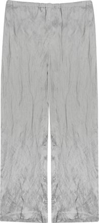 Alysi Grey Crinkled Textured Sheen Wide-Leg Pants