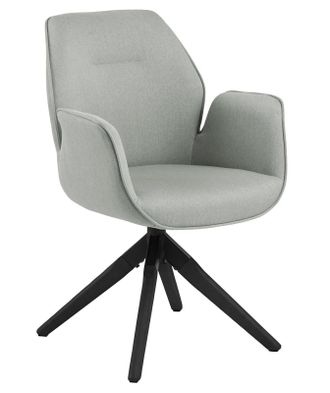Hellin Silla Giratoria Aura Gris Claro Con Patas De Madera Tapizadas