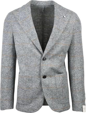 L.B.M. 1911 Rounded Cut Grey Jacket with Button Closure and Textured Finish