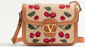 Valentino Garavani Valentino Garavani 9To5 Shoulder Bag In Jacquard Raffia With Cherryfic Motif Wo
