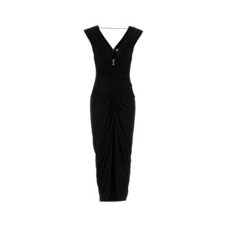Versace Vestido Largo de Viscosa y Jersey con Drapeados - Dresses - Mujer - Negro - S