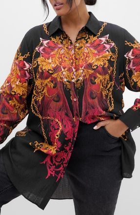 City Chic Savannah Shirt in Ruby Lavish at Nordstrom, Size 16W
