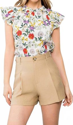 THML Clothing Womens Print Flutter Sleeve Top In Floral