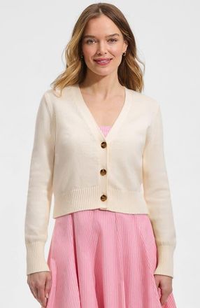 Lands End Drifter Vneck Dress Cardigan Sweater in Fresh Ivory at Nordstrom, Size X-Small