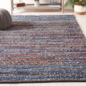 Safavieh Cape Cod Hand Made Area Rug, Natural / Blue Bohemian Style Non-Shedding