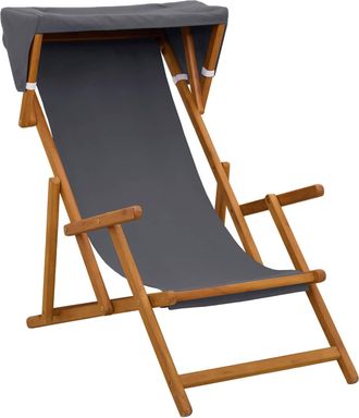 vidaXL Silla De Terraza 3 Posici&oacute;n Madera De Eucalipto Maciza Gris Vidaxl