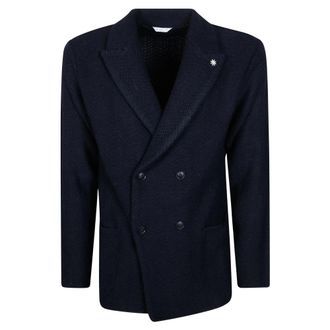 Manuel Ritz Giacca DP Spigato - Heren - Jassen - Blauw - Maat: XL Wol