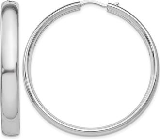 Diamond2Deal Sterling Silver 6x46mm Half Round Tube Hoop Earrings