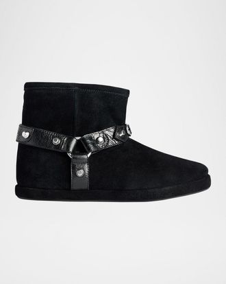 Balenciaga Alaska Soft Shearling-Lined Suede Ankle Booties