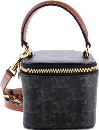 Celine Top Handle Square Vanity Case Triomphe Coated Canvas Mini shoulder bag - Bruin