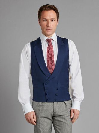 Oliver Brown Double Breasted Wool Waistcoat - Navy