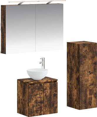 vidaXL Juego De Muebles De Ba&ntilde;o 4 Uds. Roble Ahumado Vidaxl