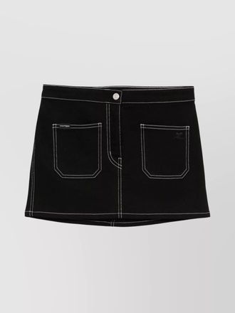 Courr&egrave;ges denim mini skirt