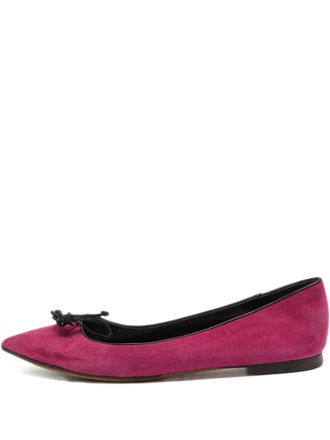 Tom Ford 2024 suede bow flats - women - Suede/Leather/Leather/Leather - 37.5 - Purple