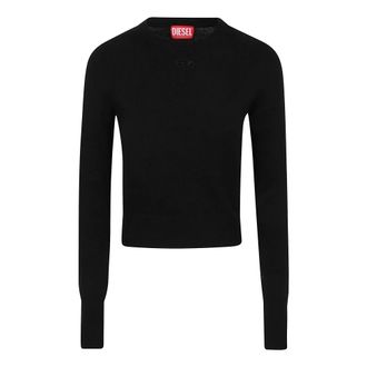 Diesel Round-neck Knitwear, female, Black, Size: XS Black Topwear Wool-Cashmere Blend