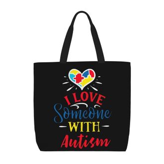 Generic Women Handbag I Love Someone With Autism Womens Tote Bag Reusable Retro Shoulder Bags, For School, Wedding, Christmas, Gym, Holiday