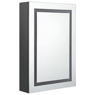 Berkfield Home LED Bathroom Mirror Cabinet Grey 50x13x70 cm | Size: 50 x 13 x 70 cm