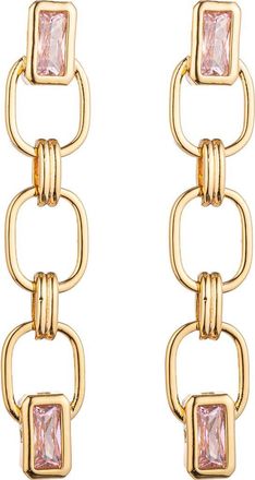 Eye Candy Los Angeles Aveline Cubic Zirconia Chain Drop Earrings in Pink at Nordstrom Rack