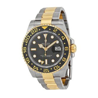 Rolex Pre-owned Rolex Gmt-Master Ii GMT Black Dial Mens Watch 116713LN