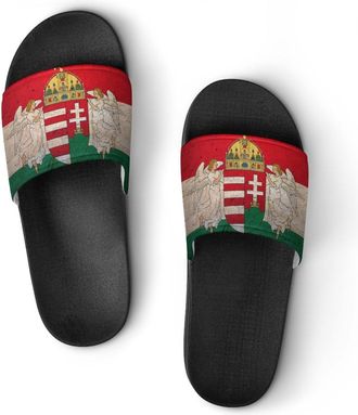 Generic Homect with Hungarian Flag Shower Shoes Slipper for Women Men Beach Slippers Quick Drying Non Slip Open-Toe Sandals