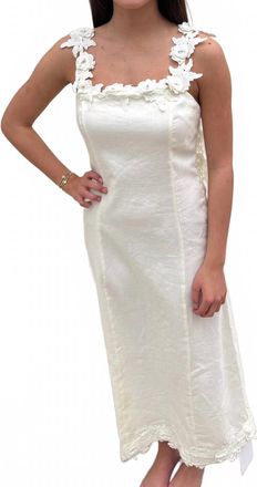 English Factory Floral Detail Linen Maxi Dress In White