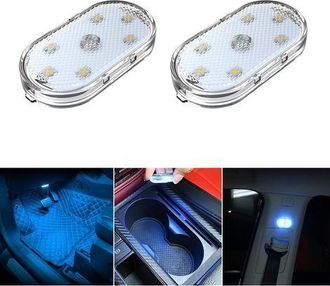 OEM 2 Luci Interne Per Auto, Illuminazione Ambientale Blu Ghiaccio Per Interni Auto, Luce Di Lettura Interna Ricaricabile Tramite Usb