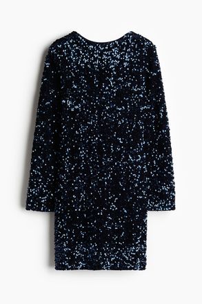 H&M MAMA Paillettenkleid mit tiefem R&uuml;ckenausschnitt - Dunkelblau