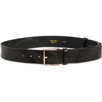 Max Mara Mxatrine Leather Belt in Black at Nordstrom, Size Medium