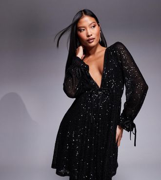 Jaded Rose Petite Vestito corto nero con paillettes