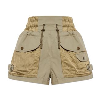 Balmain Short Shorts, female, Green, Size: XS Elasticated-waist Cargo Shorts