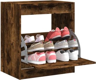 vidaXL Zapatero De Madera De Ingenier&iacute;a Roble Ahumado 60x42x69 Cm Vidaxl