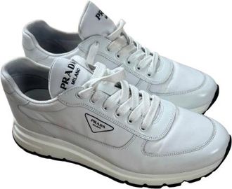 Prada Mens White Leather Trainers Size 46