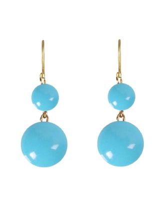 Liv Oliver 18K Plated 16.00 Ct. Tw. Turquoise & 10 -12Mm Pearl Drop Earrings
